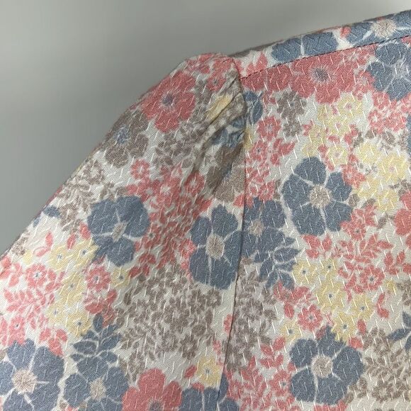 BOBI BLACK Women’s Faux Wrap Floral Top Pink/Blue Size Small - Picture 8 of 9